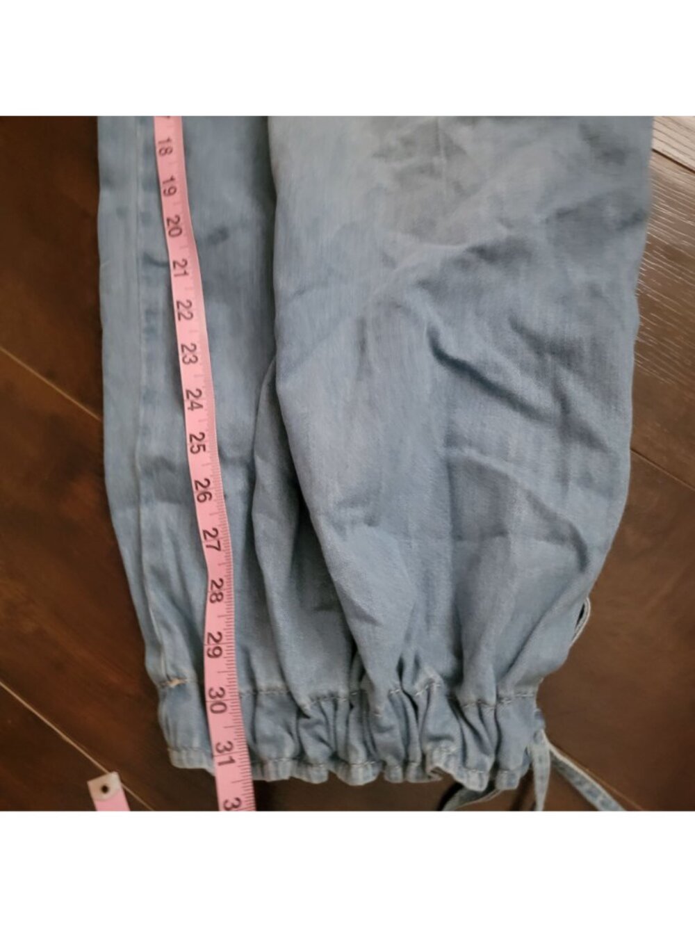Free People Light Blue Wide Leg Drawstring Hem Jeans - Picture 7 of 8